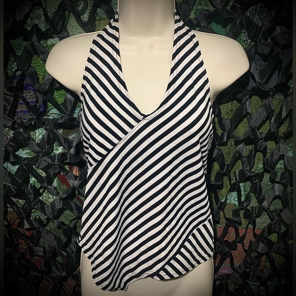 Vintage Betelgeuse Stripes asymmetrical halter top